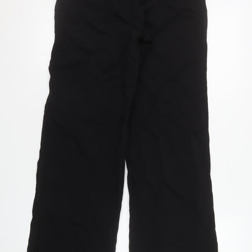 Zara Women Black Size S High Rise Wide Leg Stretch Trousers