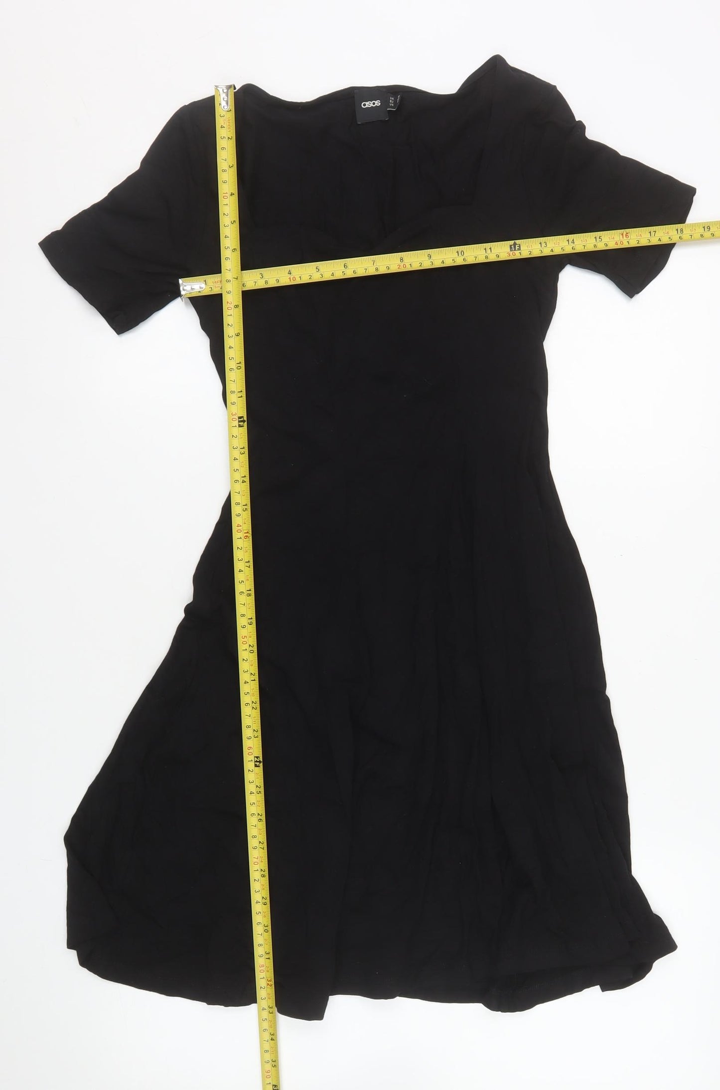 ASOS Women’s Black Size 10 Fit & Flare Short Sleeve Dress