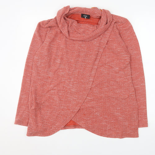 Klass Womens Red Knit Wrap Blouse 2XL Cowl Neck Long Sleeve Top