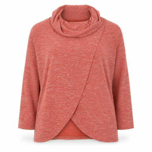 Klass Womens Red Knit Wrap Blouse 2XL Cowl Neck Long Sleeve Top