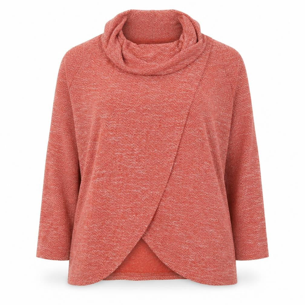 Klass Womens Red Knit Wrap Blouse 2XL Cowl Neck Long Sleeve Top