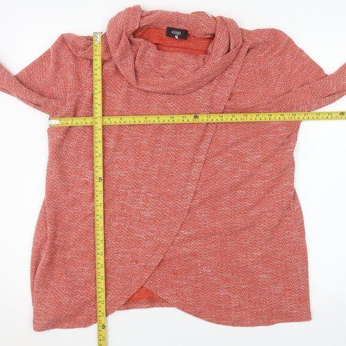 Klass Womens Red Knit Wrap Blouse 2XL Cowl Neck Long Sleeve Top