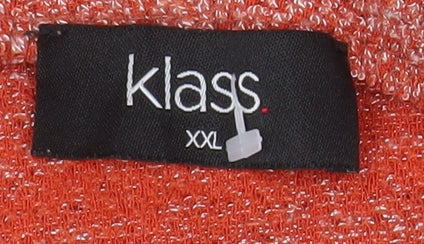 Klass Womens Red Knit Wrap Blouse 2XL Cowl Neck Long Sleeve Top