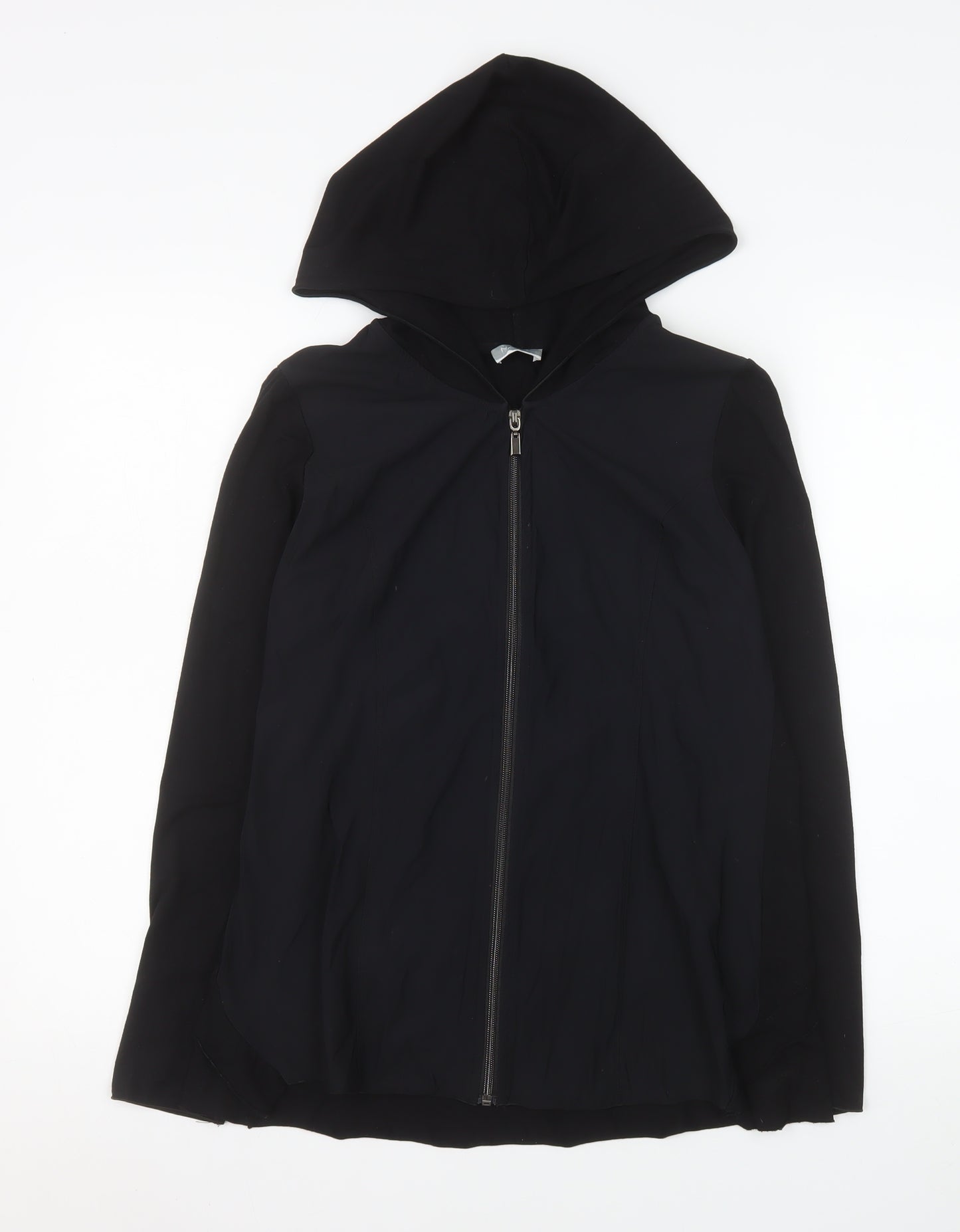 Naya Women's Black Hooded Full Zip Windbreaker Jacket Size 8