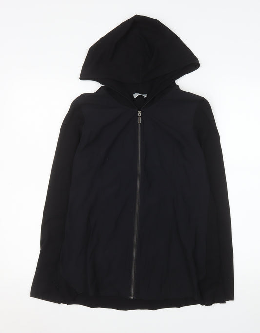 Naya Women's Black Hooded Full Zip Windbreaker Jacket Size 8