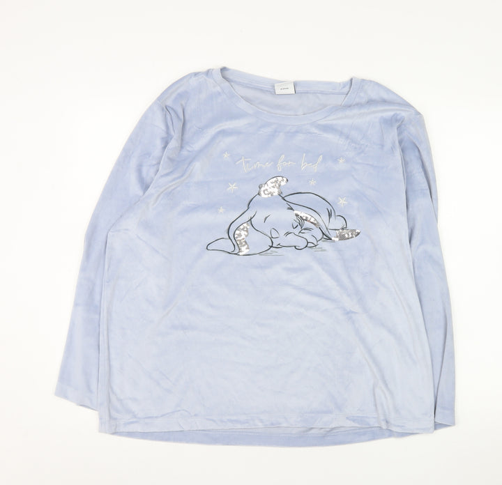 Disney Women’s Blue Dumbo Long Sleeve Fleece Nightshirt UK 16-18