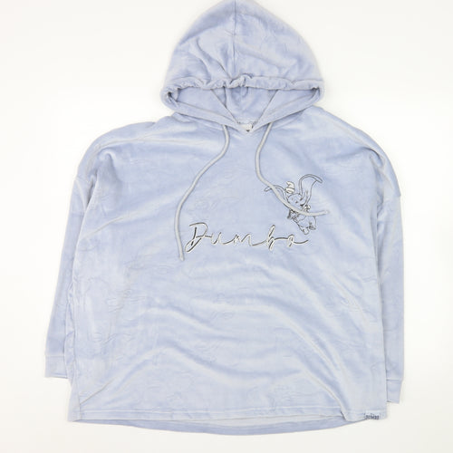 Disney Women’s Blue Dumbo Hoodie Size 12-14 Pullover Plush Sweatshirt