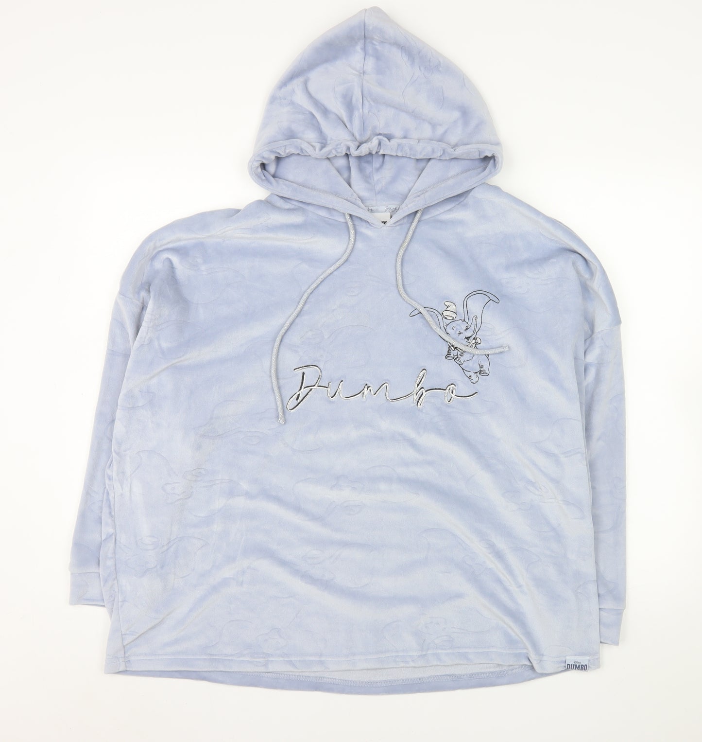 Disney Women’s Blue Dumbo Hoodie Size 12-14 Pullover Plush Sweatshirt