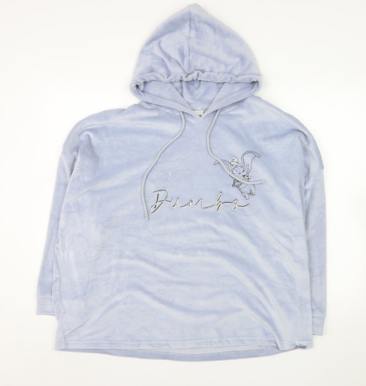 Disney Women’s Blue Dumbo Hoodie Size 12-14 Pullover Plush Sweatshirt