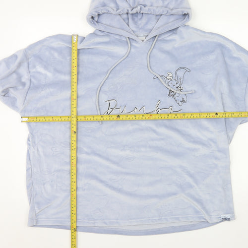 Disney Women’s Blue Dumbo Hoodie Size 12-14 Pullover Plush Sweatshirt