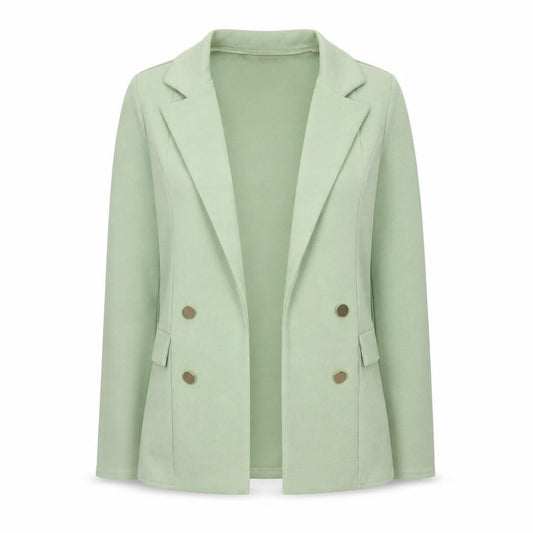 Front view of Quiz Women's Green Double Breasted Blazer UK 10 Regular Fit