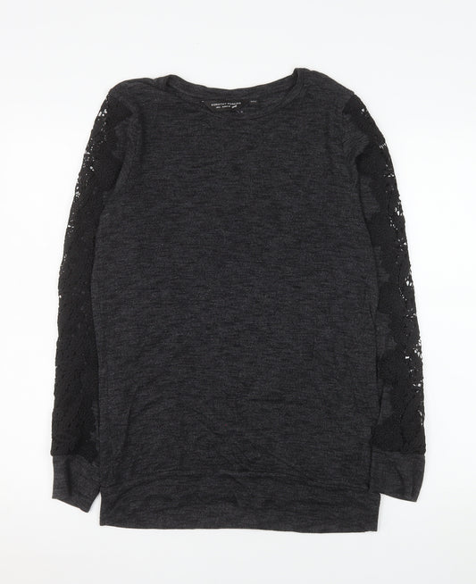 Dorothy Perkins Women’s Black Lace Sleeve Jersey Top Size 10