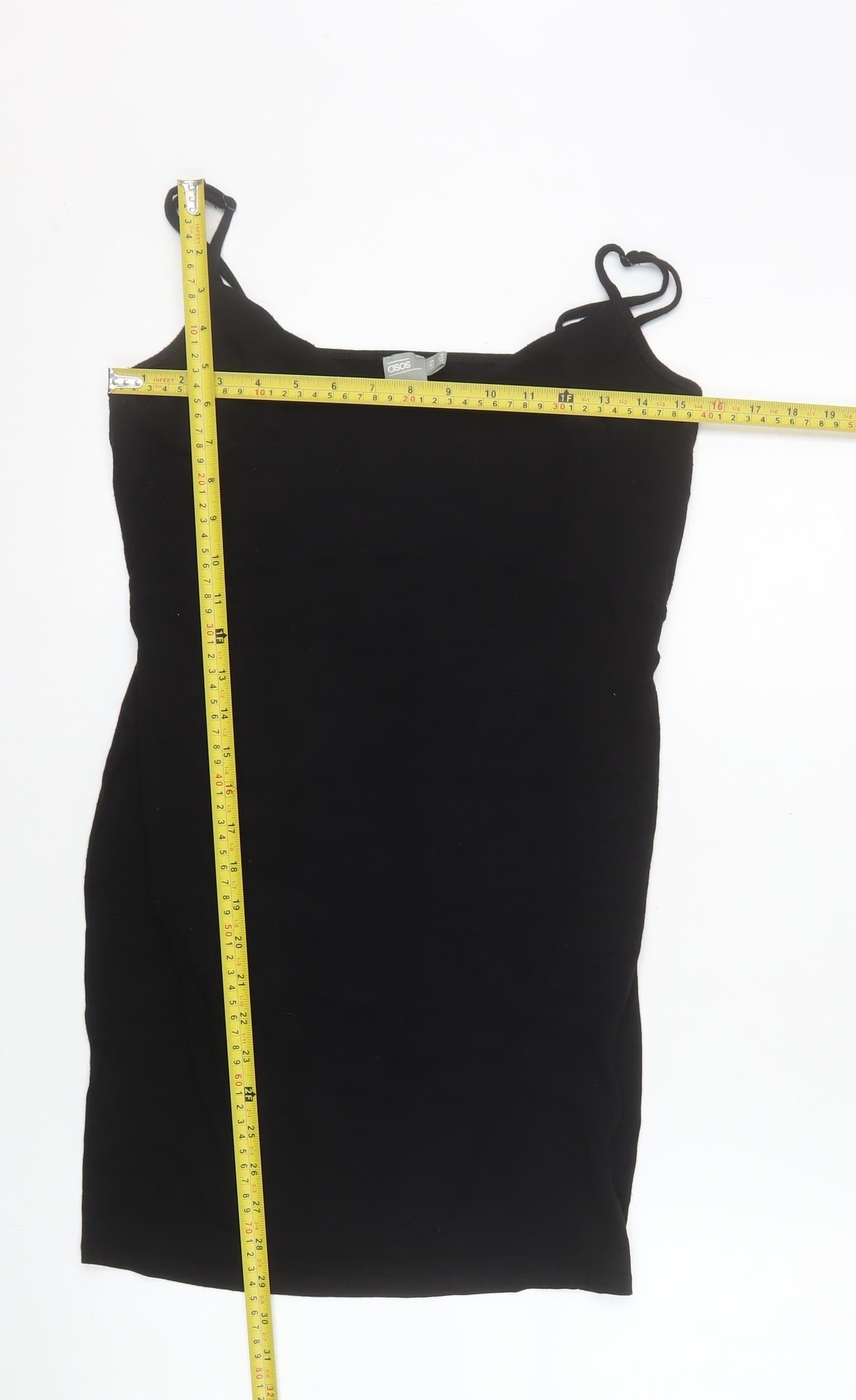 ASOS Women's Black Size 16 Bodycon Sleeveless Short Dress