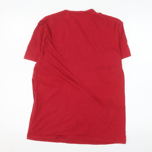 Emporio Armani Men Red Crew Neck Short Sleeve T-Shirt Size M Cotton Blend