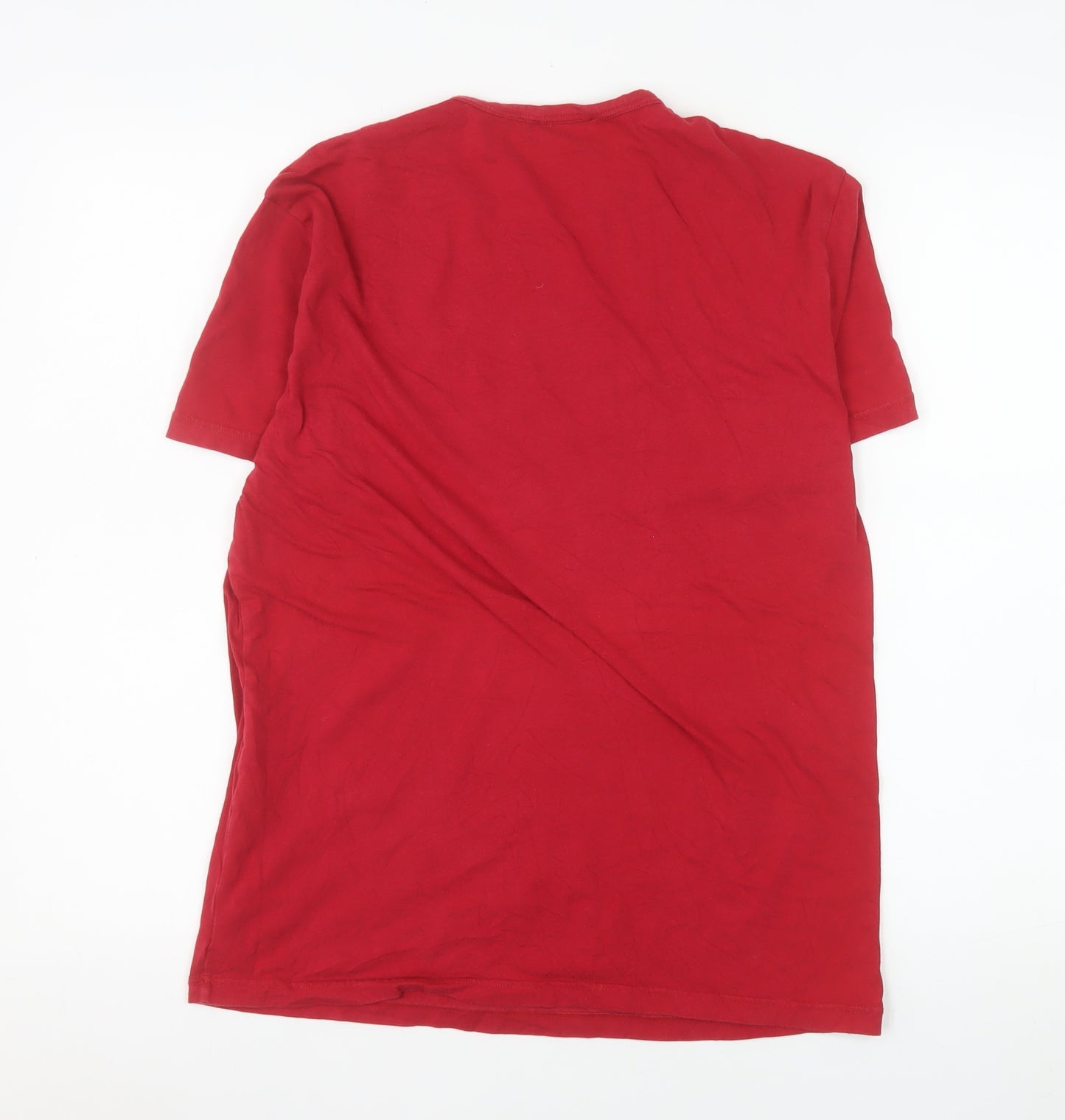 Emporio Armani Men Red Crew Neck Short Sleeve T-Shirt Size M Cotton Blend