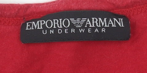Emporio Armani Men Red Crew Neck Short Sleeve T-Shirt Size M Cotton Blend