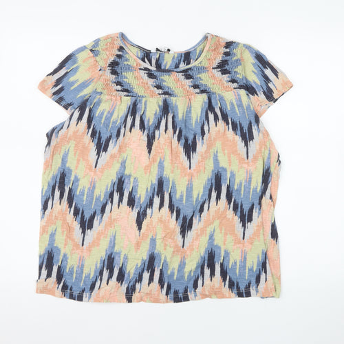 Next Women’s Multicoloured Cotton Tunic Blouse Size 18 Short Sleeve