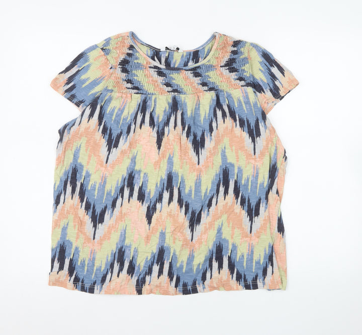 Next Women’s Multicoloured Cotton Tunic Blouse Size 18 Short Sleeve