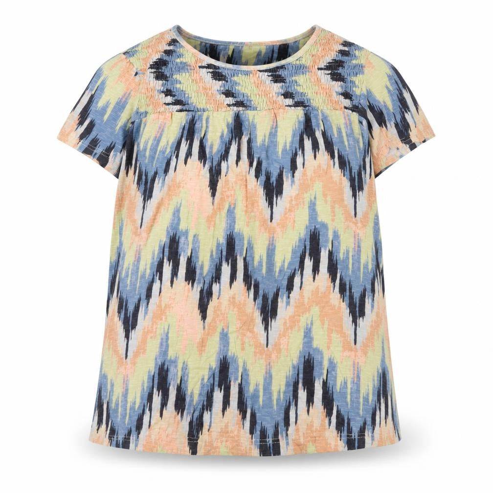 Front view of Next Women’s Multicoloured Cotton Tunic Blouse, size UK 18, Short Sleeve