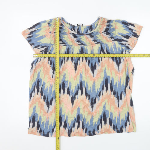 Next Women’s Multicoloured Cotton Tunic Blouse Size 18 Short Sleeve