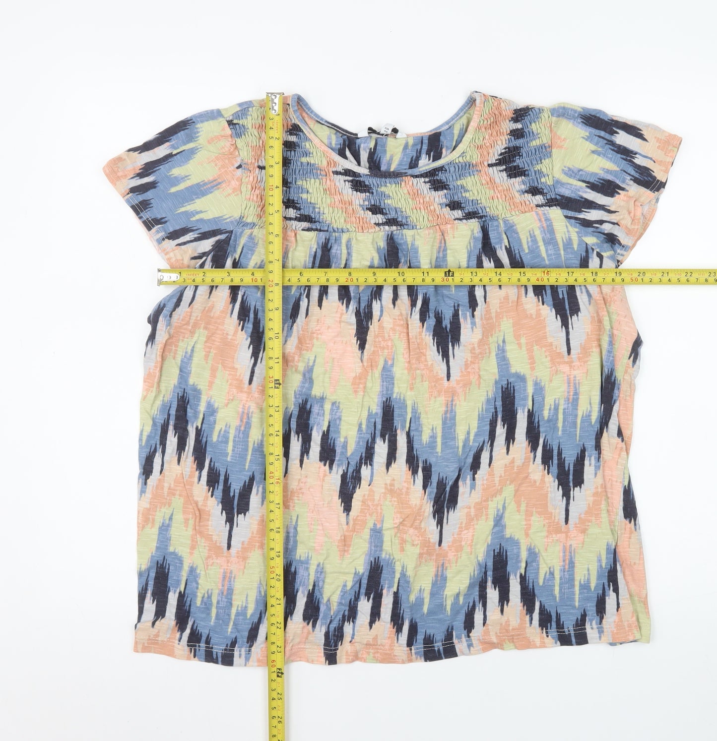 Next Women’s Multicoloured Cotton Tunic Blouse Size 18 Short Sleeve
