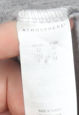 Atmosphere Women’s Grey Cartoon Embroidered T-Shirt Size 12