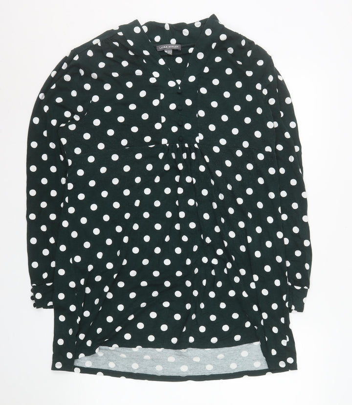 Laura Ashley Women Green Polka Dot Shift Dress Size 18 Long Sleeve