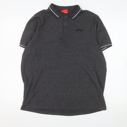 Slazenger Men’s Grey L Polo Shirt Regular Fit Sports Casual