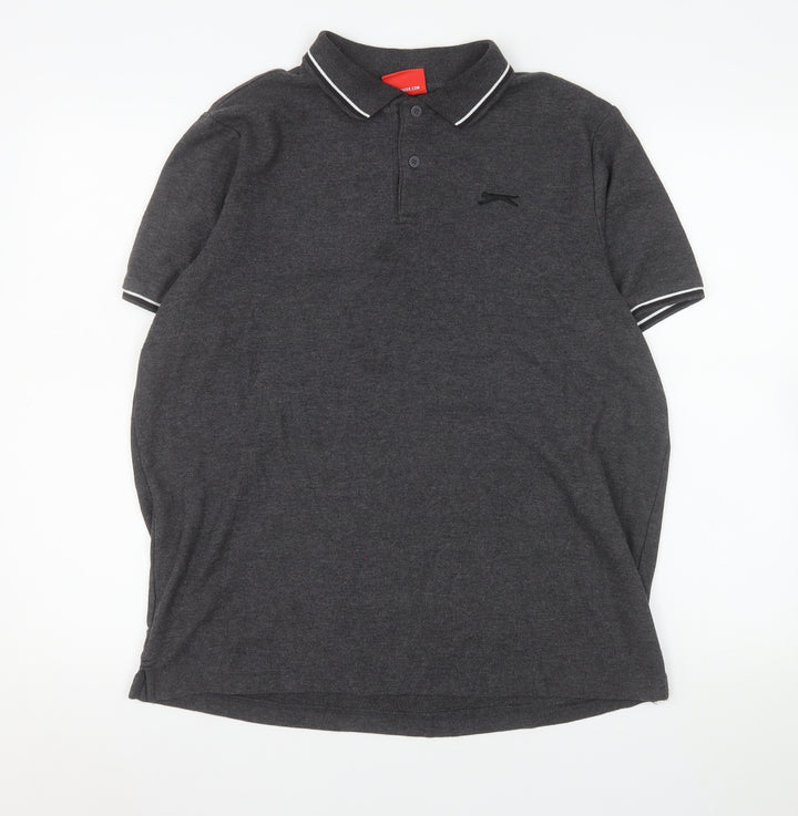 Slazenger Men’s Grey L Polo Shirt Regular Fit Sports Casual