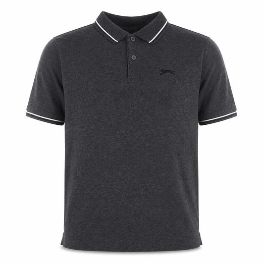 Front view of Slazenger Men’s Grey L Polo Shirt Regular Fit Sports Casual
