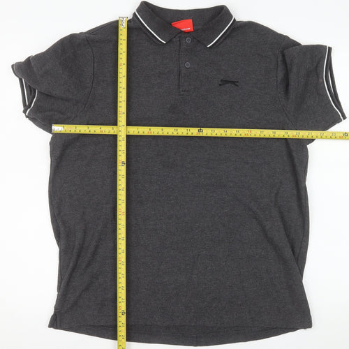 Slazenger Men’s Grey L Polo Shirt Regular Fit Sports Casual