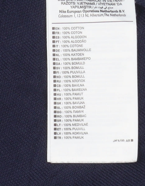 Nike Men's Blue Cotton Short Sleeve Polo Shirt Size S