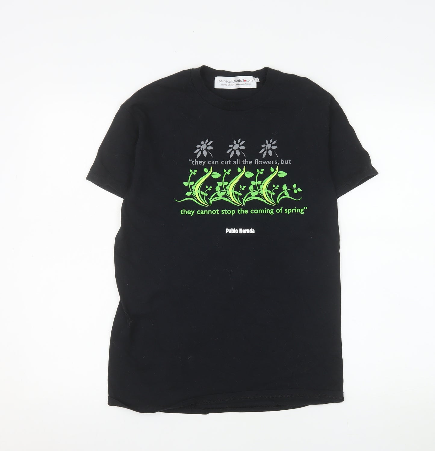 Philosophy Football Men’s Black Graphic Quote T-Shirt Size S