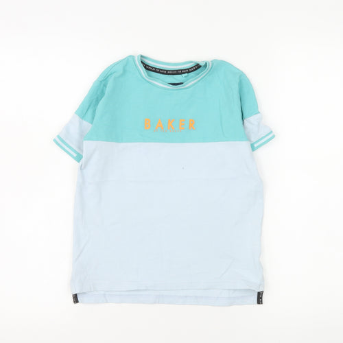 Ted Baker Boys Blue Colourblock Logo T-Shirt 8 Years Short Sleeve