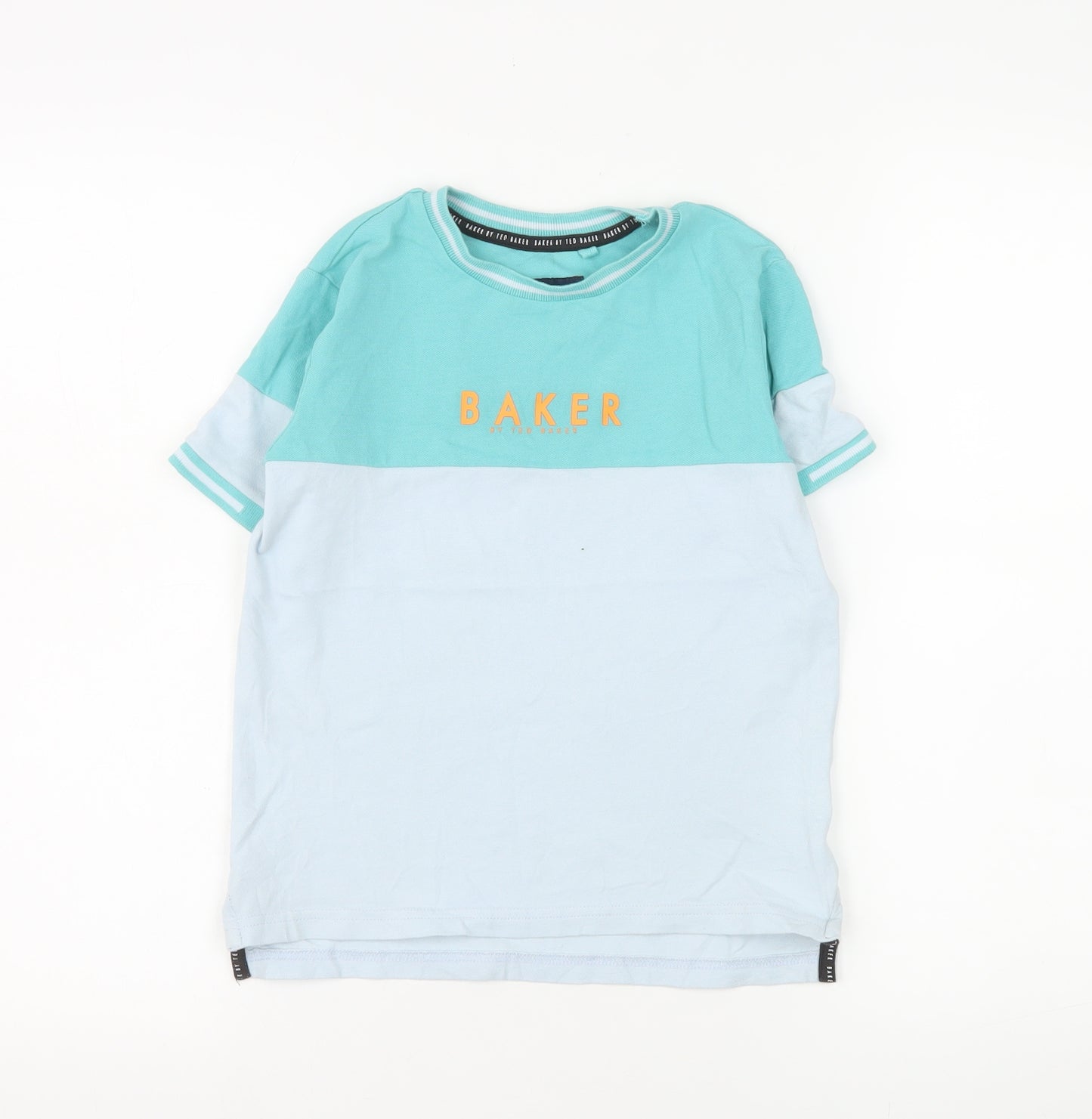 Ted Baker Boys Blue Colourblock Logo T-Shirt 8 Years Short Sleeve