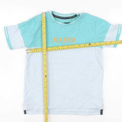 Ted Baker Boys Blue Colourblock Logo T-Shirt 8 Years Short Sleeve