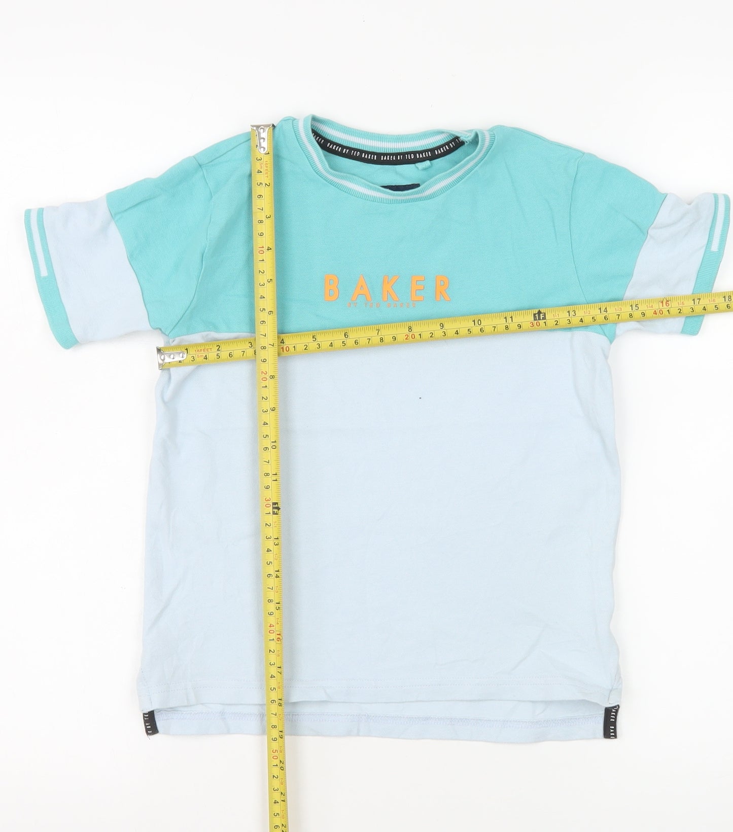 Ted Baker Boys Blue Colourblock Logo T-Shirt 8 Years Short Sleeve