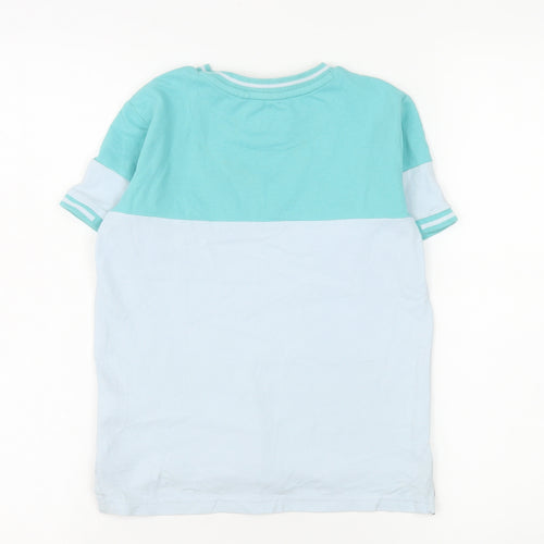 Ted Baker Boys Blue Colourblock Logo T-Shirt 8 Years Short Sleeve
