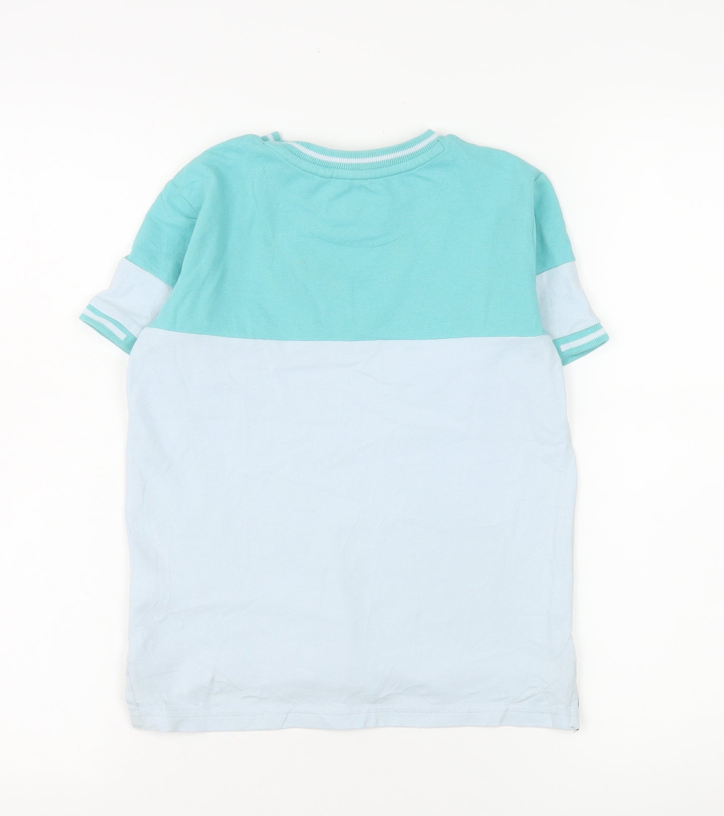 Ted Baker Boys Blue Colourblock Logo T-Shirt 8 Years Short Sleeve