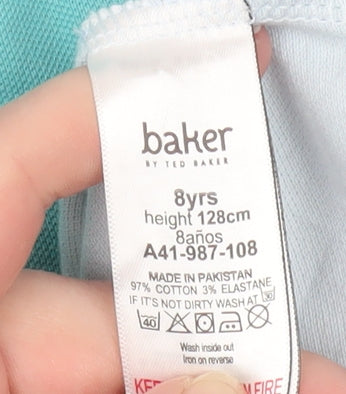 Ted Baker Boys Blue Colourblock Logo T-Shirt 8 Years Short Sleeve