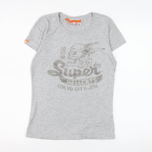 Superdry Womens Grey Slim Fit Graphic T-Shirt Medium