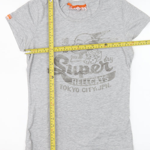 Superdry Womens Grey Slim Fit Graphic T-Shirt Medium