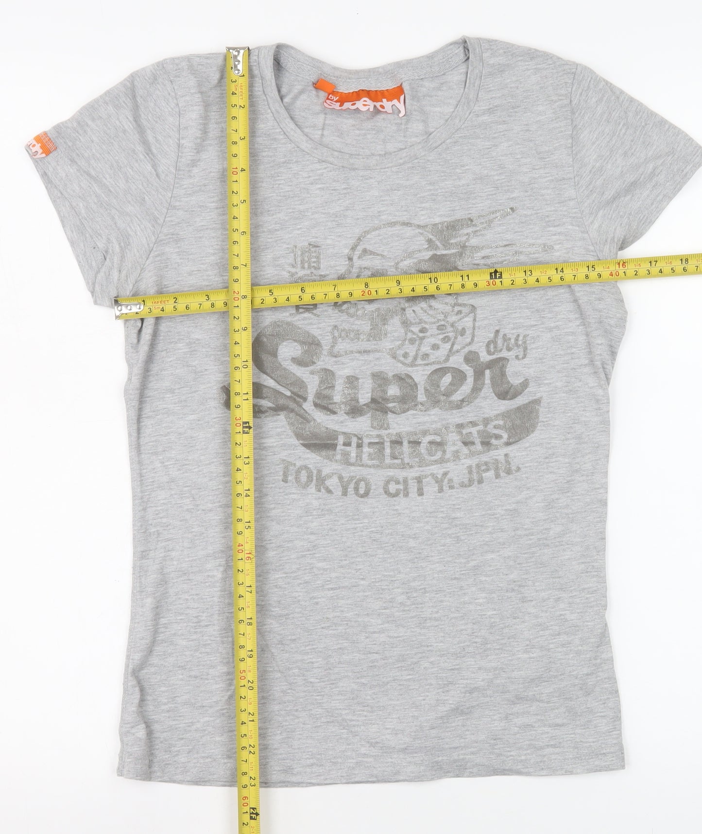 Superdry Womens Grey Slim Fit Graphic T-Shirt Medium