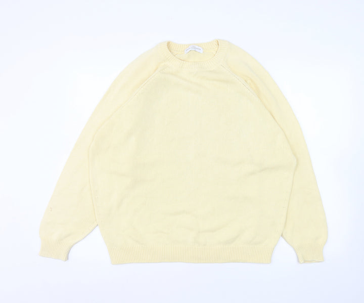 Marks and Spencer Womens Yellow Cotton Pullover Jumper Size 16-18