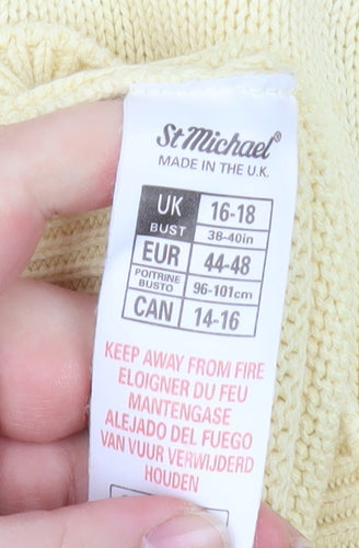 Marks and Spencer Womens Yellow Cotton Pullover Jumper Size 16-18