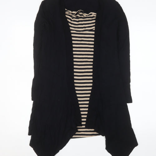 Pomodoro Womens Black Striped Long Sleeve Wrap Blouse Size 10