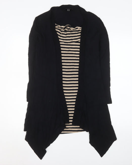 Pomodoro Womens Black Striped Long Sleeve Wrap Blouse Size 10