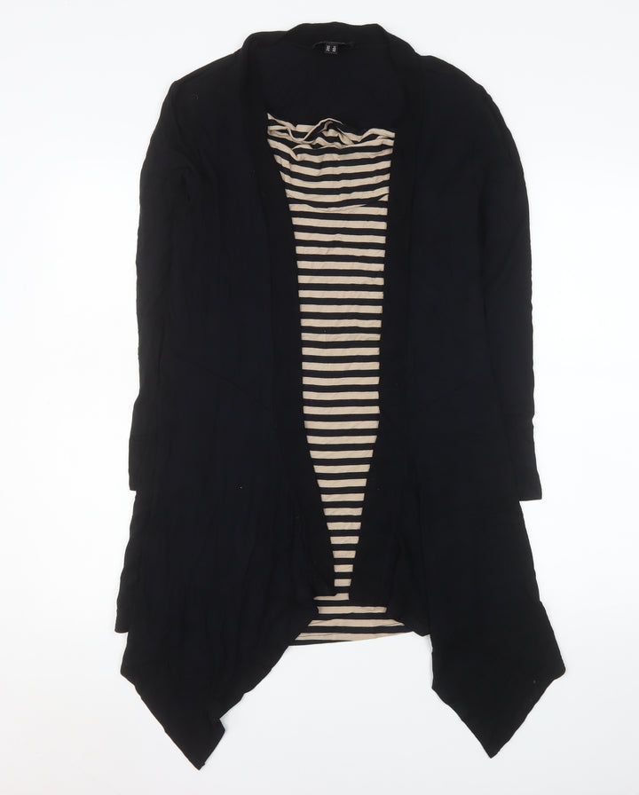 Pomodoro Womens Black Striped Long Sleeve Wrap Blouse Size 10