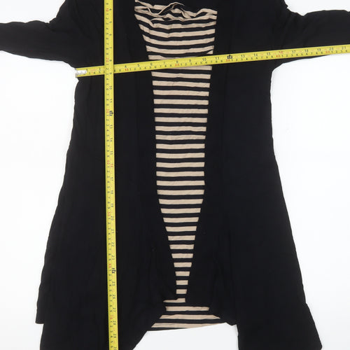 Pomodoro Womens Black Striped Long Sleeve Wrap Blouse Size 10
