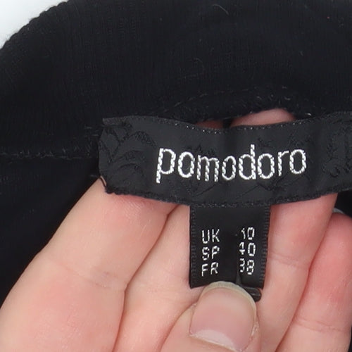 Pomodoro Womens Black Striped Long Sleeve Wrap Blouse Size 10